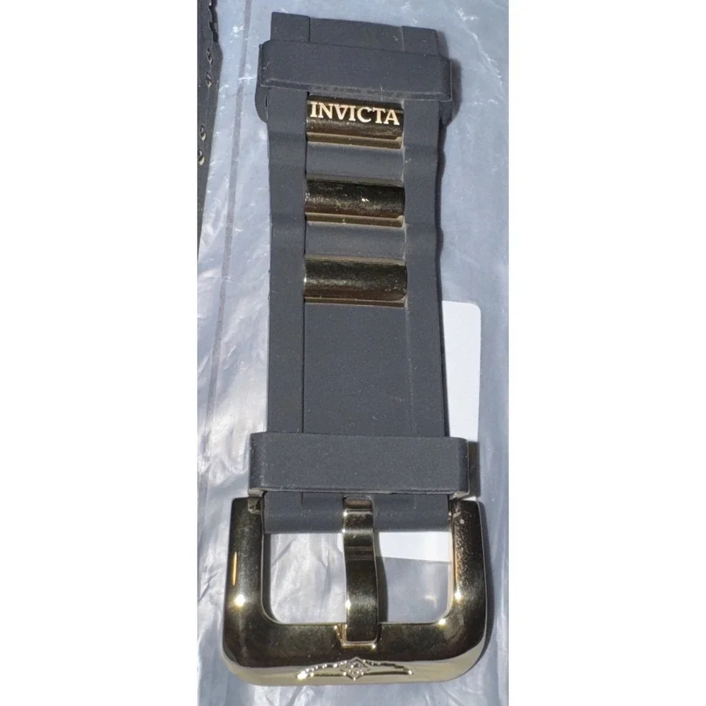 Authentic Invicta‎ Signature Band Black/Gold Polyurethane 26mm Watch NEW